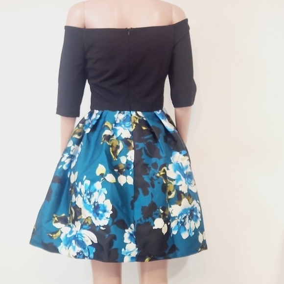 BESTY & ADAM Caipirinha Cocktail Blue & Black Mini Dress With Pockets Size 10 - Picture 6 of 12